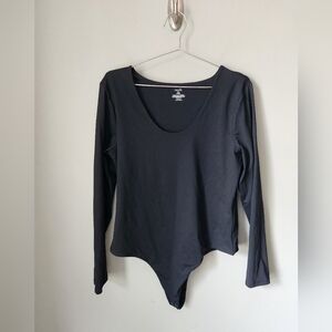 Nuuds Black Scoop Neck Long Sleeved Bodysuit Size XXL